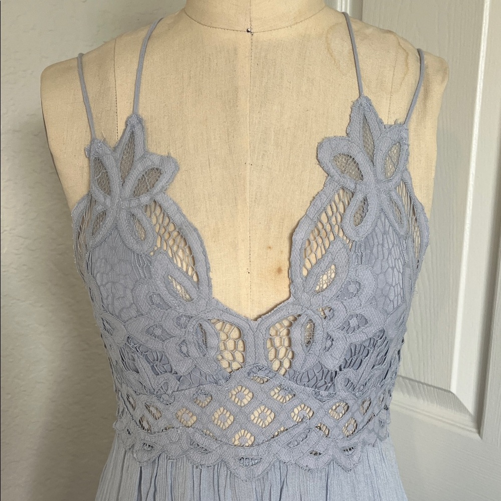 Free People Lace Trim Light blue Mini Dress - Picture 6 of 12